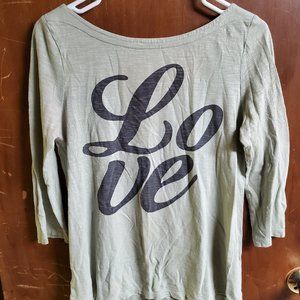 Light Seafoam Green 3/4/Long Sleeve "LOVE" Top